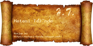 Hetesi Tünde névjegykártya